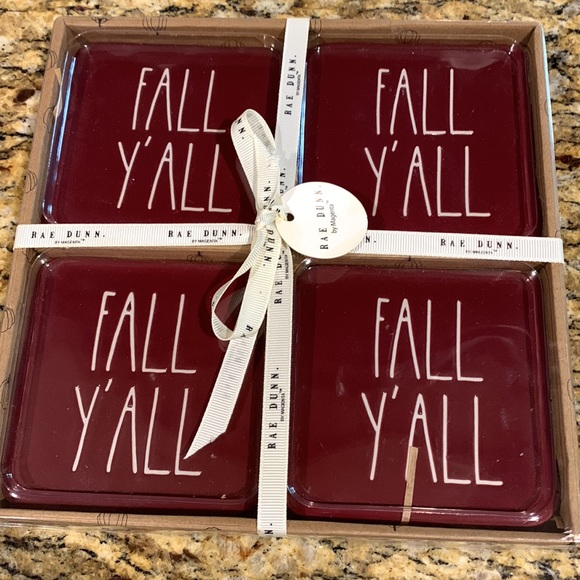NWT Rae Dunn FALL Y’ALL set of 4 coasters - Picture 4 of 4